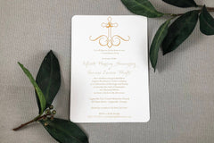 Celebration of Marriage 5x7 Fiftieth Anniversary Party Invitation // Classic Gold Script with Gold Cross Wedding Anniversary Invitation