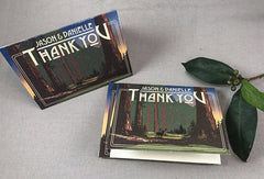 Sequoia Forest at Sunset with Deer A2 Folded Wedding Thank You Card // California Redwoods // Sequoia National Park