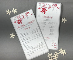 Christmas Wedding / Wedding Programs / Poinsettia Christmas Wedding Ideas / Holiday Wedding programs Gray and Red /Silver Bells