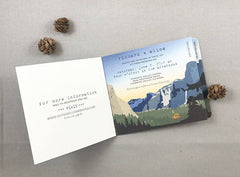 Yosemite Tunnel View Livret Wedding Invitation 3pg with Postcard RSVP // Yosemite Chapel Wedding Invitation Booklet