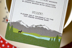 Colorado Rocky Mountains Deer Landscape Dinner Menu // 5x8 Wedding Dinner Menu // Reception Menu // Rehearsal Dinner Menu - BP1