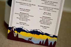 Fall Rocky Mountains with Yellow Birch Trees and Deer Ceremony Program for Wedding // Deer Mountain Landscape // BP1