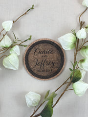 Rustic Lace and Linen Invitation with Wine Barrel Cork Coaster Save the Date Includes A7 Envelopes
