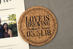 Brews Before I Do's Love is Brewing Rehearsal Dinner Cork Coaster Invitation with Envelopes