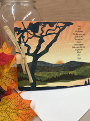 Fall Sunset Craftsman Appalachian Mountains 3 Page Livret Booklet Wedding Invitation with A7 Envelopes