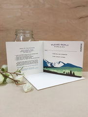 Spring Colorado Mountain Longs Peak 3 Page Livret Wedding Booklet Invitation includes A7 Envelope