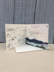 Spring Rocky Mountains with Bear 4pg Livret Wedding Booklet Invitation // Navy and Lavender Mountain Invitation