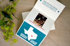 Texas Turquoise Trifold Wedding Invitation with Postcard RSVP with Envelope // Modern Trifold Wedding Invitation // BP1