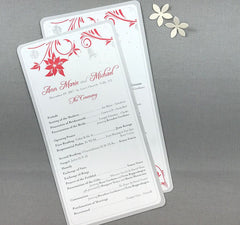 Christmas Wedding / Wedding Programs / Poinsettia Christmas Wedding Ideas / Holiday Wedding programs Gray and Red /Silver Bells
