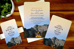 The Majestic Yosemite National Park at Sunset Layered Strata Wedding Invitation with RSVP Postcard and Details Card