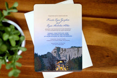 The Majestic Yosemite National Park at Sunset Layered Strata Wedding Invitation with RSVP Postcard and Details Card