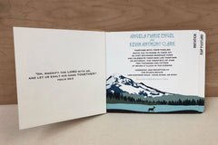 Navy Mt Hood Lake and Deer 3pg Livret Booklet Wedding Invitation // Oregon Mountain Rustic Wedding Invite - TE1