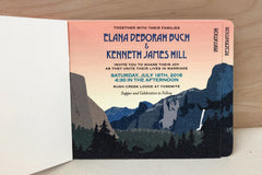 Yosemite Tunnel View with Waterfall at Sunset 3pg Livret Booklet Wedding Invitations - TE1