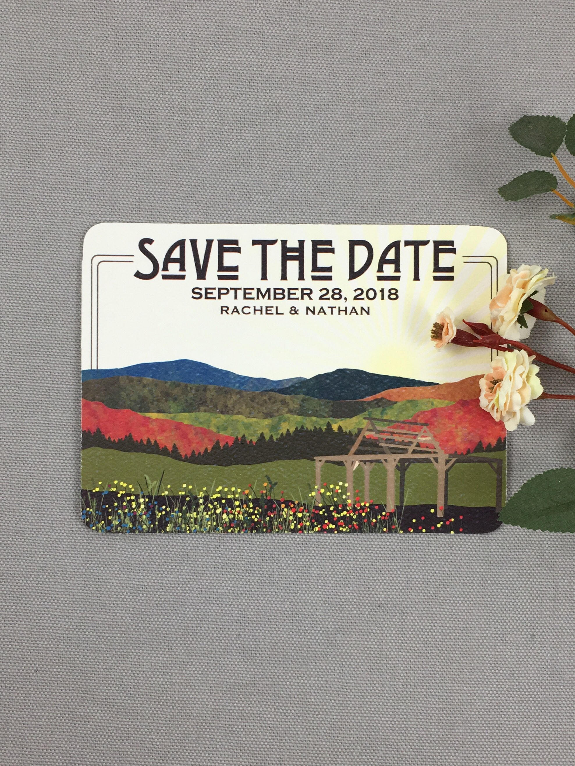 Cedar Arbor / Fall Appalachian Save the Date Postcards / Mountains with Wildflowers and Rustic - JA1