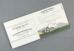 Pikes Peak Fall Aspens 3pg Livret Wedding Invitation with Tear-off RSVP Postcard and A7 Envelopes // Fall Colorado Mountain Wedding Invite