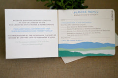 Colorado Summer Mountain Landscape with Birch Trees 3pg LivretWedding Invitation with RSVP Postcard // Rocky Mountain Booklet Invite