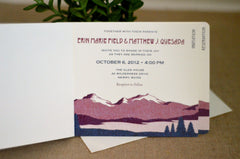 Cranberry and Merlot Fall Rocky Mountains 3pg Livret Wedding Invitation with RSVP Postcard // Colorado Mountain Invite