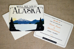 Mt. Edgecumbe Alaska Volcano and Lake Wedding Save the Date Notecard with Envelope - BP1