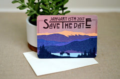 Black Mountain New Hampshire Mountain at Sunset Wedding Save the Date Notecard with Envelope