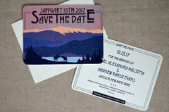 Black Mountain New Hampshire Mountain at Sunset Wedding Save the Date Notecard with Envelope