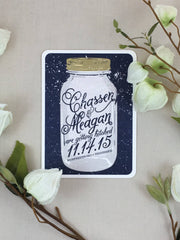 Vintage Glass Mason Jar with Script Rustic Save the Date Postcard - JA1