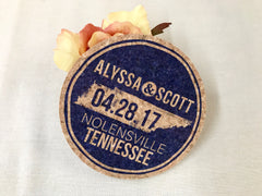 Navy Tennessee State Cork Coaster Wedding Favors Personalized Wedding Reception Cork Coaster Favors for Guests // State Cork Coaster