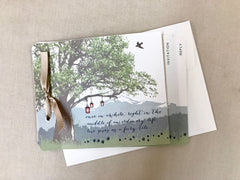 Colorado Mountains Romantic 3 Page Livret Wedding Invitation-Rustic Oak Tree with Lanterns-Breckenridge Colorado