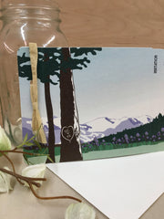 Olympic Mountains, Spring Lavender, Purple Poppies, 3 Page Livret Wedding Invitation Booklet with A7 Envelopes