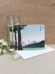 Olympic Mountains, Spring Lavender, Purple Poppies, 3 Page Livret Wedding Invitation Booklet with A7 Envelopes
