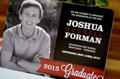 Modern Photo Graduation Announcement with Banner //  5x7 Modern Grad Announcement with Envelopes // BP1