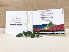 Fall Mount of the Holy Cross 2 Page Livret Wedding Invitation Booklet // Autumn Colors Colorado Mountains // Birch Trees with Moose