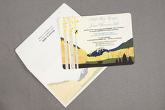 Maroon Bells Colorado Mountain Ranch with Golden Aspens 5x7 Wedding Invitation with RSVP Postcard - TE1