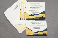 Maroon Bells Colorado Mountain Ranch with Golden Aspens 5x7 Wedding Invitation with RSVP Postcard - TE1