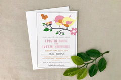 Whimsical Two Mama Birds Dual Baby Shower Invitation // 5x7 Baby Shower Invitation with A7 Envelopes // DIY // Printable // Template