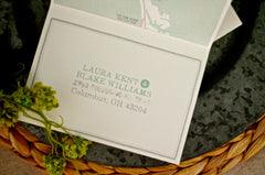 Modern Aqua & Gray Ivy Beach Trifold Wedding Invitation with Envelope and RSVP Postcard - BP1