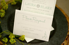 Modern Aqua & Gray Ivy Beach Trifold Wedding Invitation with Envelope and RSVP Postcard - BP1