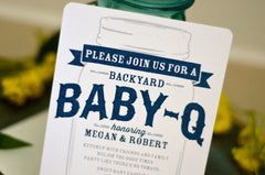 Backyard Baby-Q Navy Baby Shower 5x7 Invitation // Mason Jar Baby Shower BBQ Invitation with A7 Envelopes //DIY // Printable