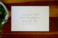 Pink and Aqua Greenery Wreath Monogram Elegant Script Layered Strata Wedding Invitation with RSVP Postcard and Details Card - BP1
