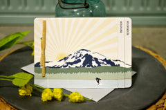 Rustic Mt Baker with Orca 3 Page Livret Booklet Wedding Invitation with attached Postcard RSVP