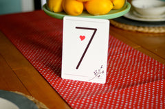 Modern Rustic Brown and Red Heart Table Numbers // Table Number for Wedding Reception // BP1