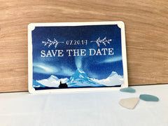Rustic Iceland Save the Date Postcard // Aurora Borealis Iceland // Northern Lights Wedding Save the Date Postcard