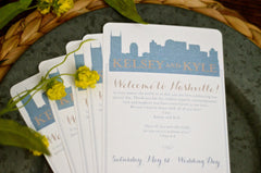 Nashville Skyline Blue and Gold Wedding Timeline Itinerary Things to Do // Double-Sided