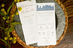 Nashville Skyline Blue and Gold Wedding Timeline Itinerary Things to Do // Double-Sided
