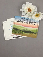 Oregon Vineyard at Sunset Save the Date Notecards with A2 Envelopes // Jewel Tone Rustic Save the Date - JA1