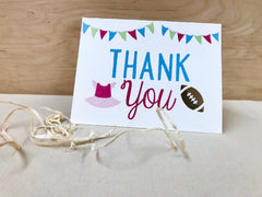 Touchdowns or Tutus Gender Reveal Folded Thank You Cards // Tutu and football thank you card