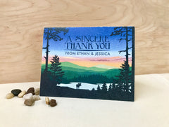Maine Woods and Lake at Sunset Folded Thank You Notes