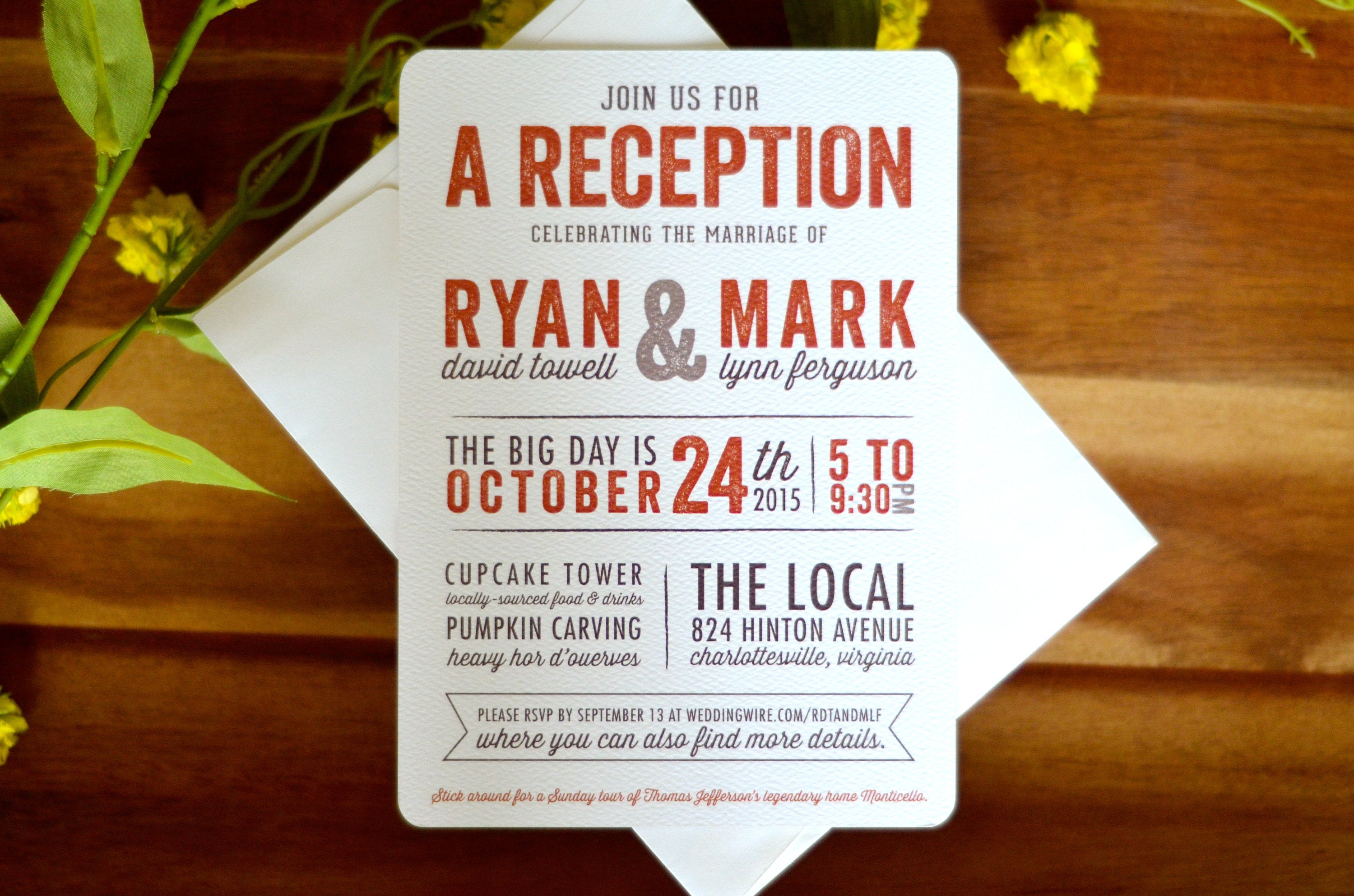 Virginia Hatch Show Inspired Fall Appalachian Mountains 5x7 Wedding Invitation with Envelope 2-Sided Invitation // BP1