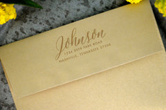 Gold and Champagne Script Grad Elegant Graduation Announcement 5x7 Invitation with Gold Metallic Envelope - BP1