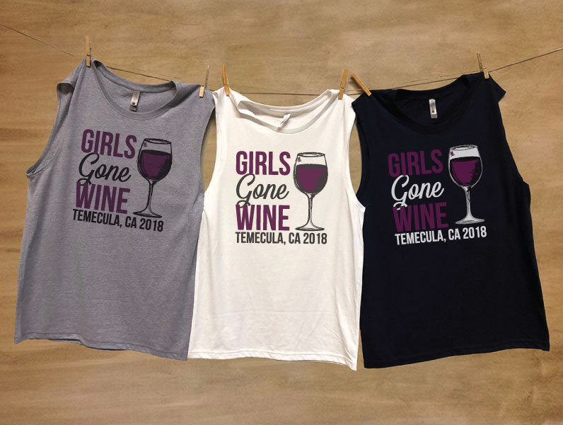 Girls Gone Wine Muscle Tanks Bachelorette Party Shirts