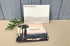 Rustic New York Mountain Wedding Mountains with Deer - 2 Page Livret Booklet Wedding Invitation with attached Postcard RSVP